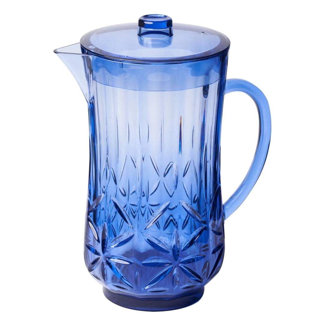 Blue Acrylic Pitcher – Wildflowers