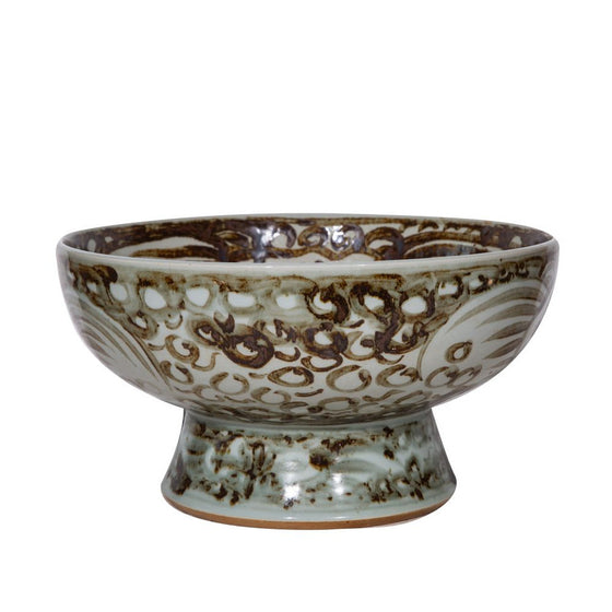 Brown Sea Flower Bowl on Pedestal