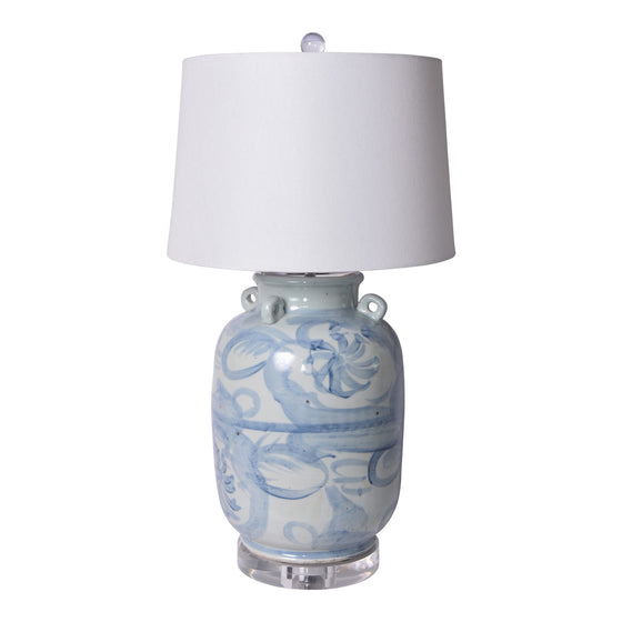 Blue and White Four Loop  Handle Lamp