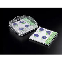  Double Fold Cocktail Napkin Coaster w/ Holder (4/Set)