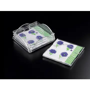 Double Fold Cocktail Napkin Coaster w/ Holder (4/Set)