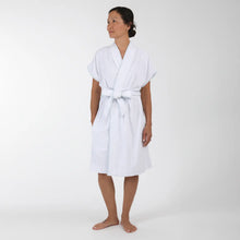  Terry Robe with Blue Seersucker Trim