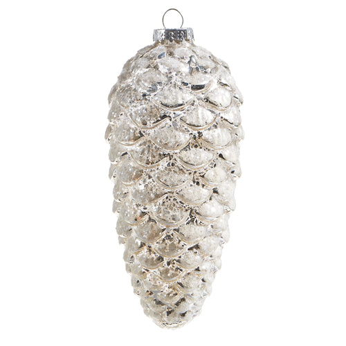 White Glitter Pinecone Ornament