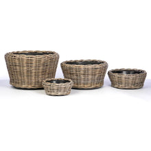  Round Rattan Planter w/Liner 4 Sizes