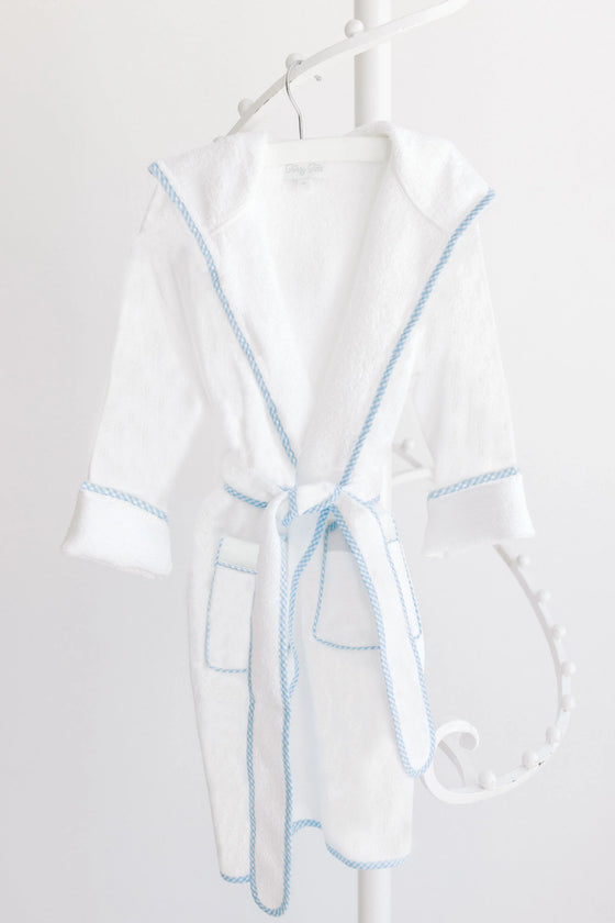 Children's Blue Gingham Trim Bath Robe