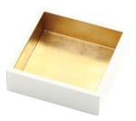 Lacquer Cocktail Napkin Holder Ivory and Gold