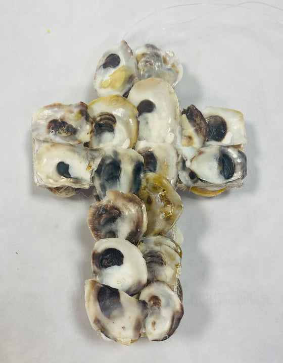 Oyster Shell Cross Ornament