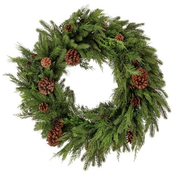 30" NATURAL TOUCH MIX EVERGREEN WREATH 73280