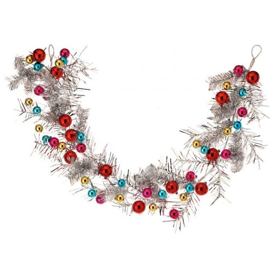 48" Tinsel Garland with Holiday Multi Balls