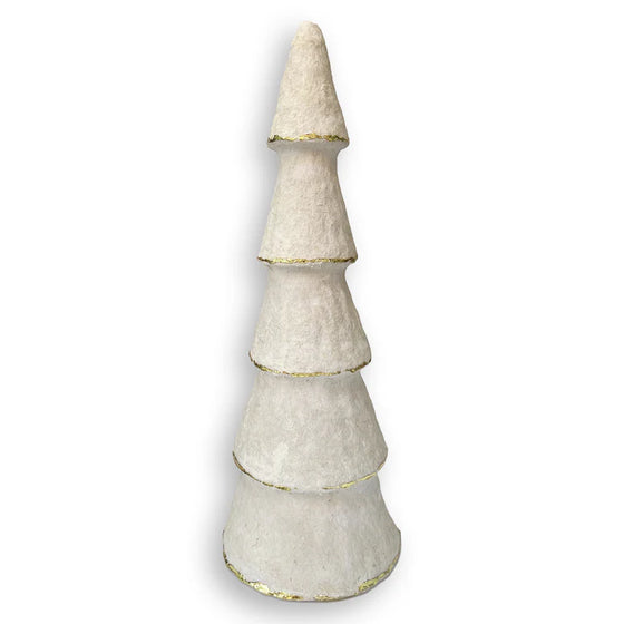 Paper Mache Large White Tree with Stripes