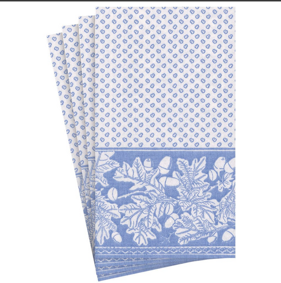 French Blue Oak Leaves & Acorns Guest Towel