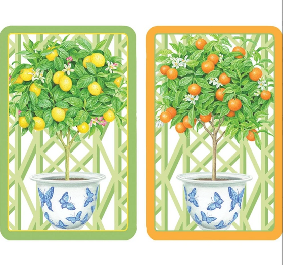 Citrus Topiaries Large Type Bridge Playing Cards