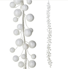  White Glittered Ball Garland 6'