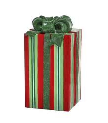  Resin Red & Green Stripe Gift Box 23"