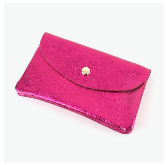 Fuchsia Leather Pouch 7"