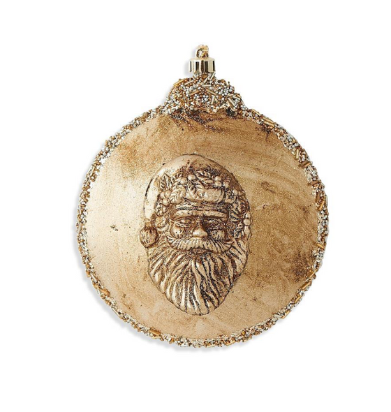 Gold Santa Head Shatterproof Ornament 7"