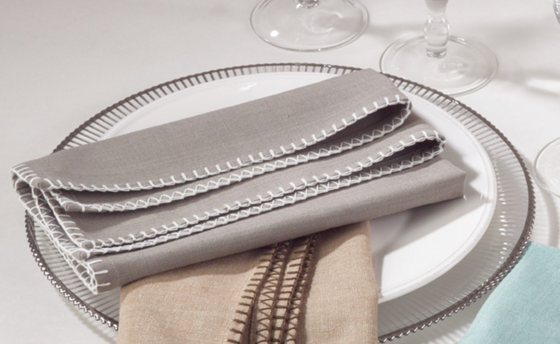 Grey Whipstitched Napkin Set