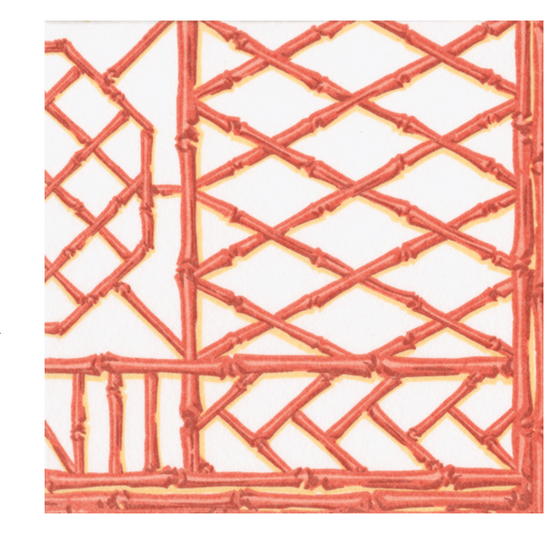 Bamboo Screen Coral Luncheon Napkin