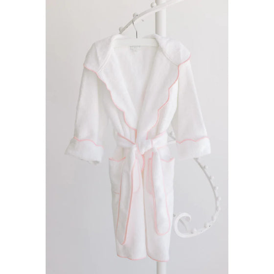 Children's White w/ Pink Terry Robe with Hood