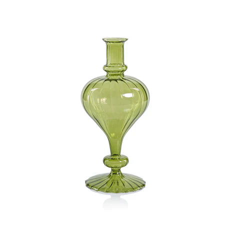 Venetian Spiral Turnip Shape Vase Green