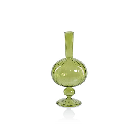 Venetian Spiral Onion Shape Vase Green