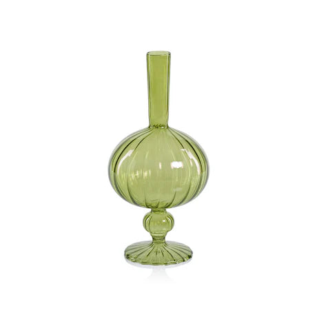 Venetian Spiral Onion Shape Vase Green