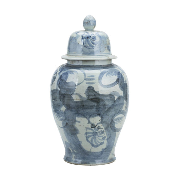 Indigo Sea Flower Temple Jar