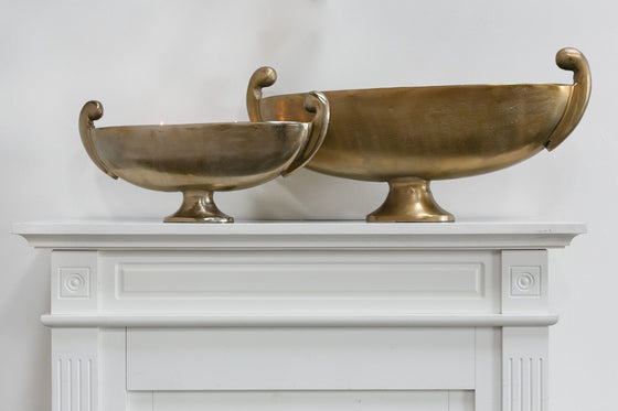 Oval Gold Bowl on Pedestal