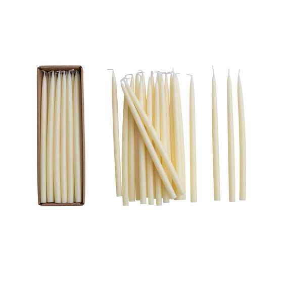 10" Unscented Thin Taper Candles in Box, Set of 24