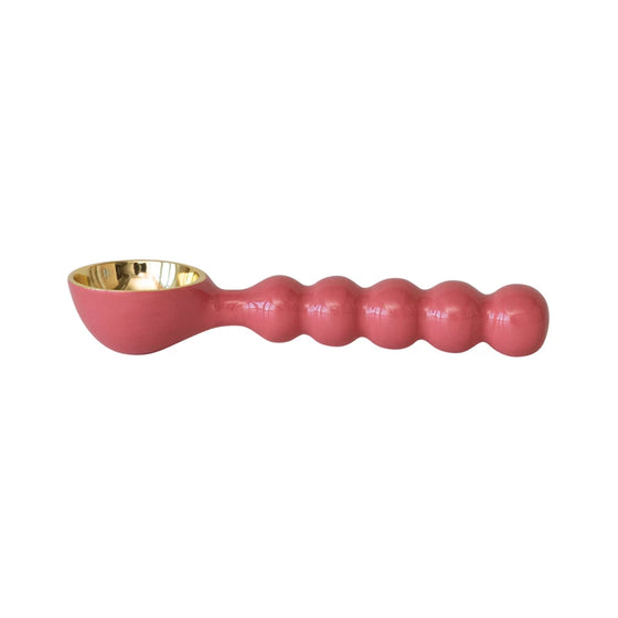 Enameled Ice Scoop w/ Ball Handle Gold and Pink