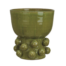  Terra-cotta Footed Vase Green