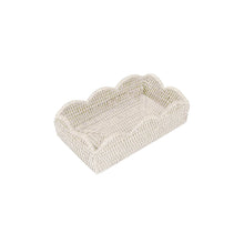  White Wash Rattan Scallop Guest Towel Holder