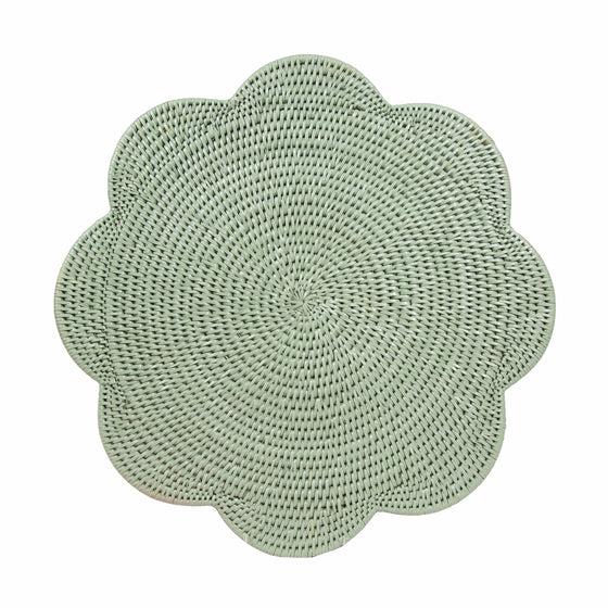 Pale Green Rattan Scallop Placemat