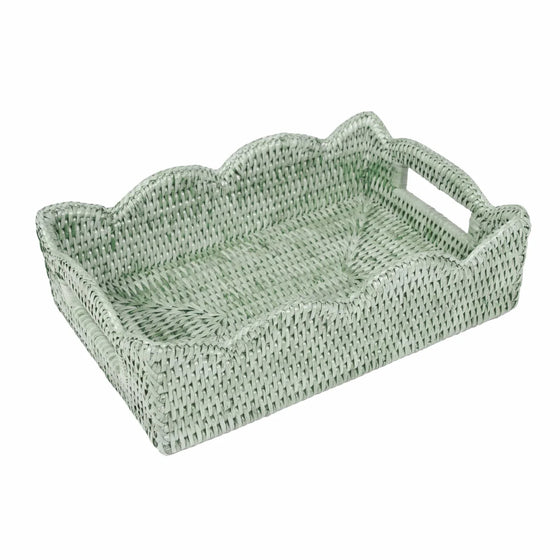 Small Scalloped Rattan Tray