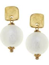  Square Cotton Pearl Drop Earrings