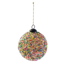  4" Round Recycled Glass Ball Ornament with Sequins