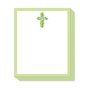 Green Floral Cross Notepad