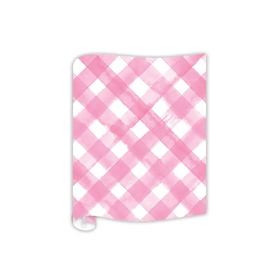 Pink Watercolor Buffalo Check Table Runner