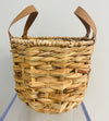 Woven Basket with Leather Handle