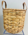 Woven Basket with Leather Handle