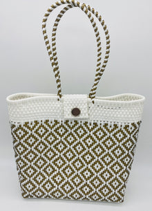  Snap-Close Woven Tote Bag