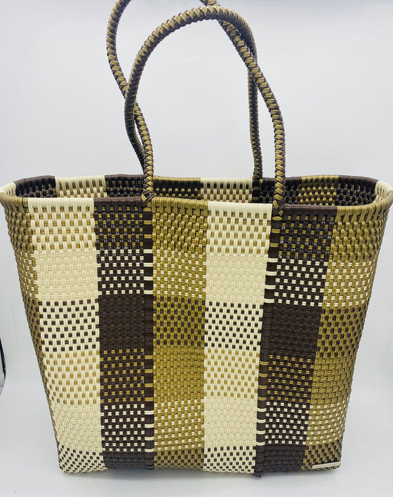 XL Brown & Gold Woven Tote