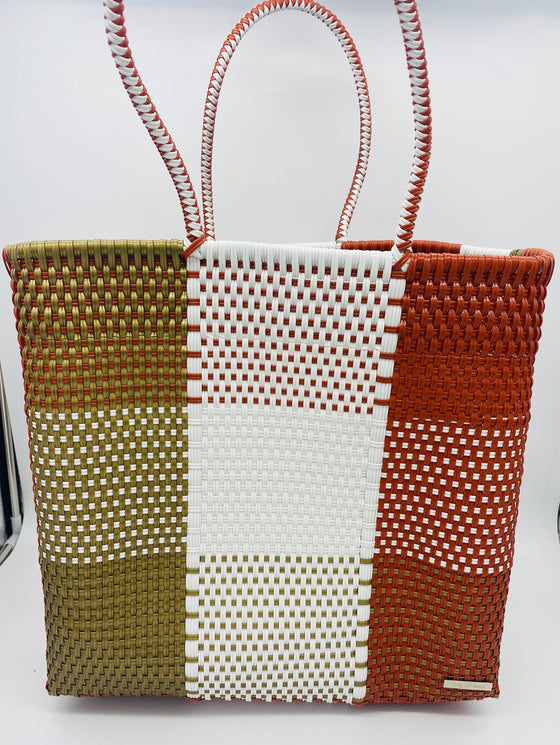 XL Orange & Gold Woven Bag