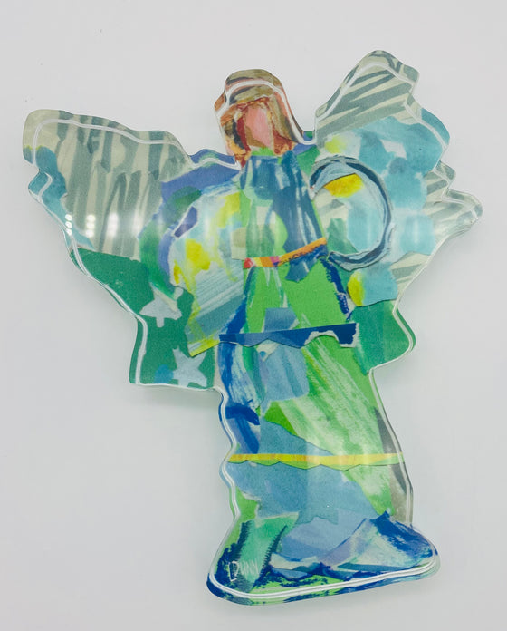 Green Abstract Standing Acrylic Angel