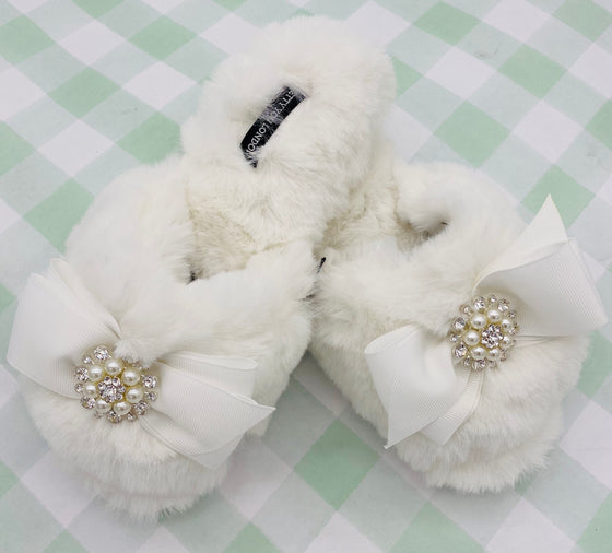 Cream Jeweled Slippers