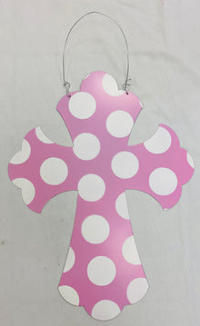  Pink Polka Dot Cross Door Hanger