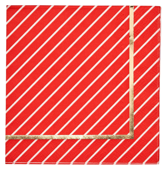 Red & White Stripe Cocktail Napkin