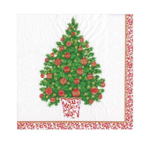  Decorated Tree In Red Planter, Cocktail Napkins