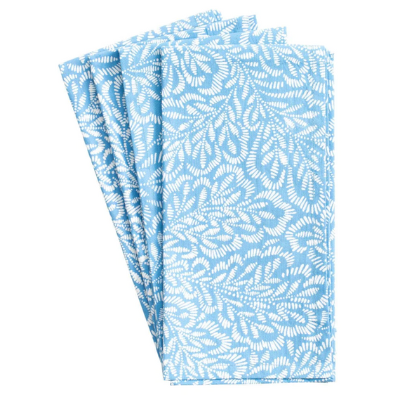 Blue & White Leaves Napkin Set