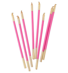  Fuchsia & Gold Slim Birthday Candle